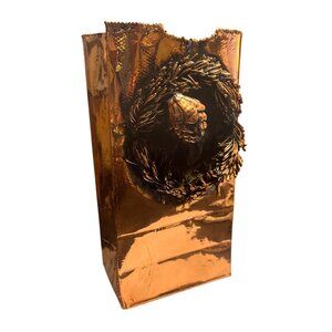 Vtg California Bronze Paper Bag Vase Pop Art Post Modern Sculpture MCM